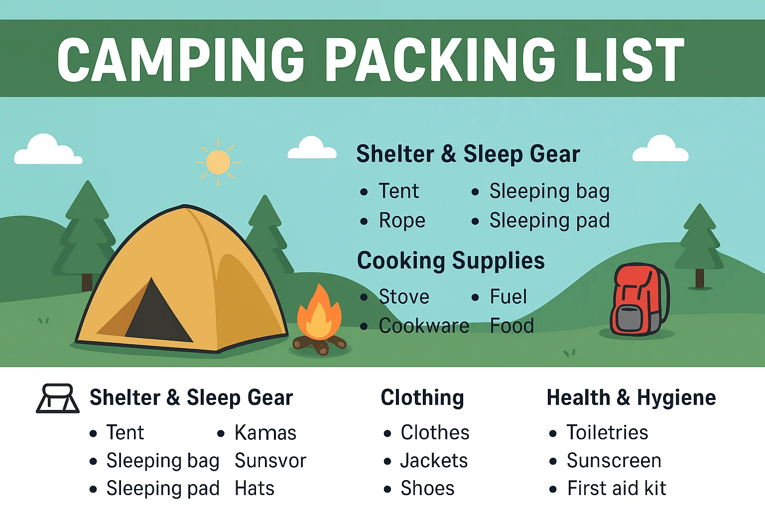 camping packing list