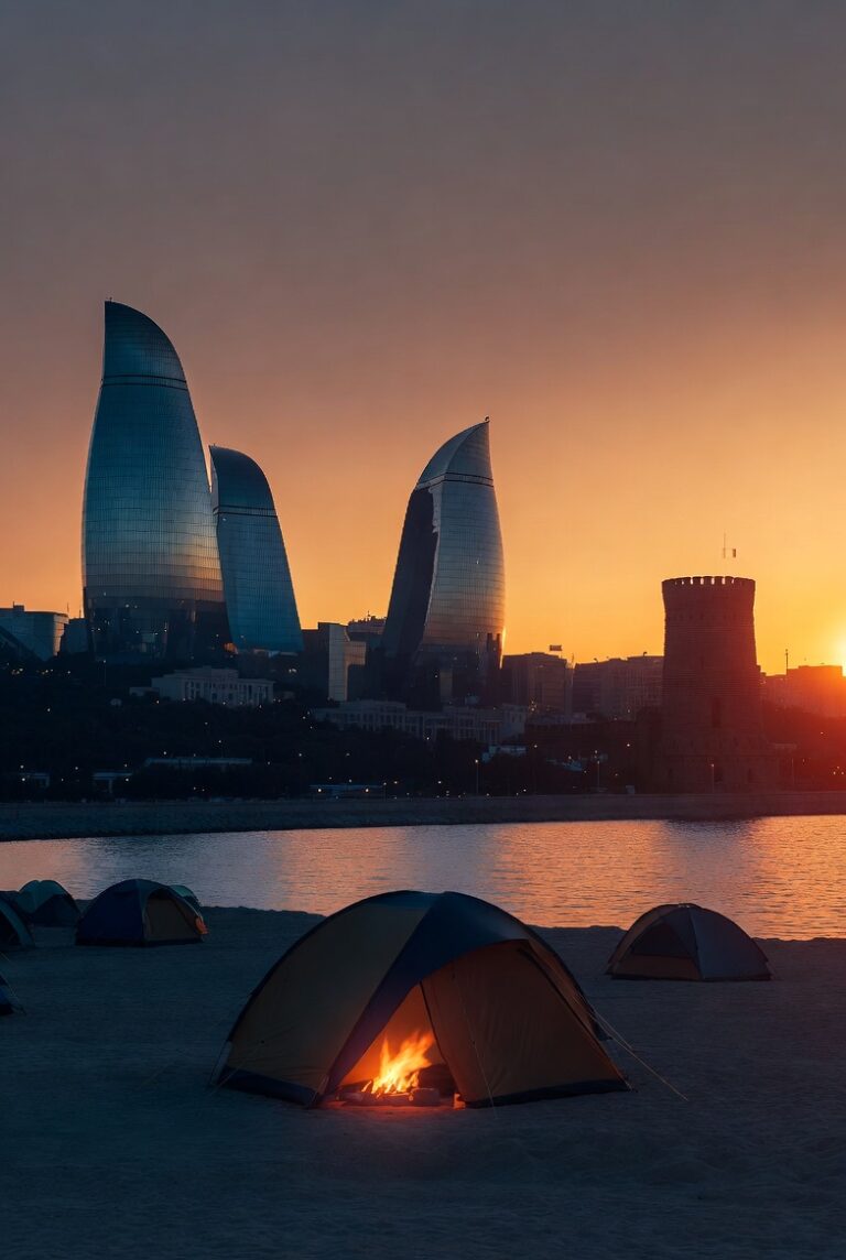 🔥 Baku Unveiled: Futuristic Flames, Ancient Winds & Wild Caspian Camping Adventures 🔥